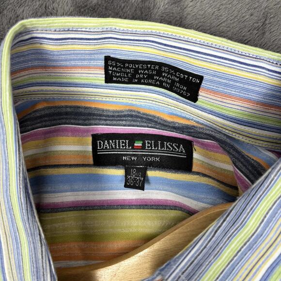 Daniel Ellissa Mens Fashion Dress Shirt 2XL 18.5 Multicolor Long Sleeve Colorful - Picture 4 of 8